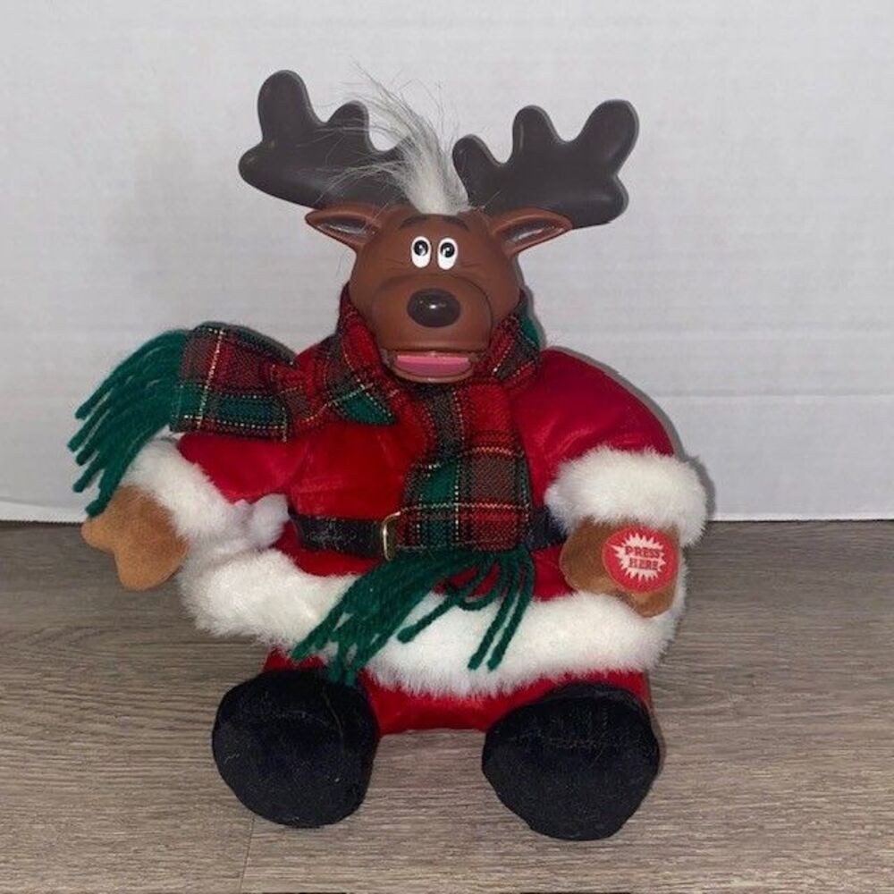 Animated Moose Plush Singing Grandma Got Run Over By A Reindeer Christmas Tested